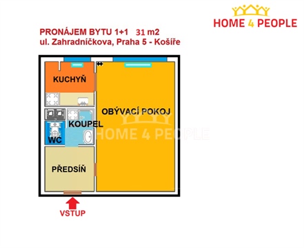 Pronájem bytu 1+1, 31 m² 0