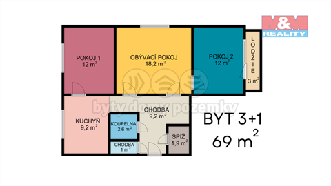 Prodej bytu 3+1, 71 m² - 2