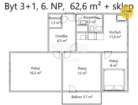 Prodej bytu 3+1, 62 m² - 18