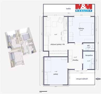 Pronájem bytu 3kk, 73 m² 2