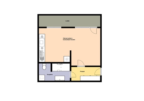 Pronájem bytu 1kk, 33 m² - 0