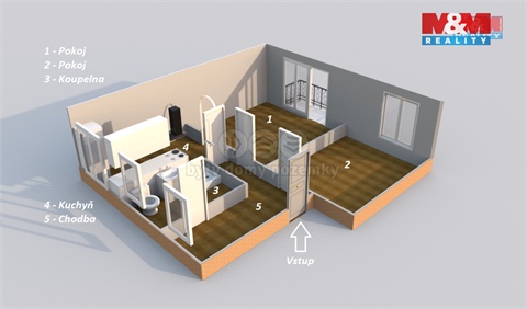 Pronájem bytu 2+1, 57 m² 2
