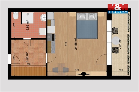 Pronájem bytu 1kk, 38 m² 8