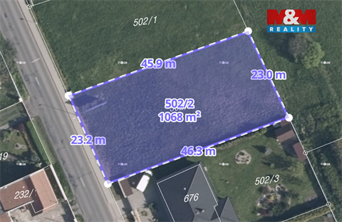 Prodej stavebního pozemku, 1 068 m² 2