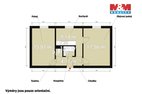 Pronájem bytu 2+1, 58 m² - 0