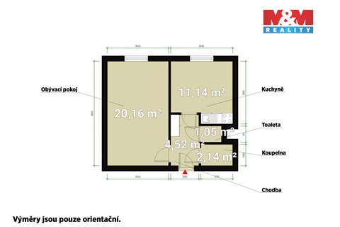 Pronájem bytu 1+1, 39 m² 2