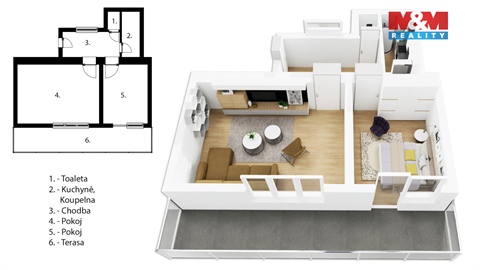 Prodej bytu 2kk, 39 m² - 0