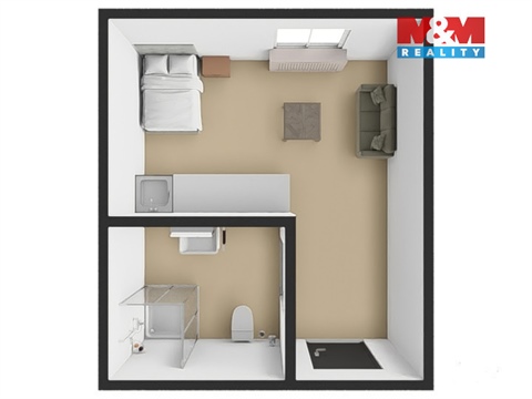 Pronájem bytu 1kk, 13 m² - 2