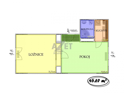 Pronájem bytu 2+1, 46 m² 6