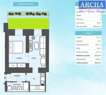 Prodej bytu 2kk, 62 m² - 0