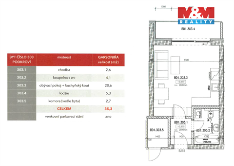 Pronájem bytu 1kk, 30 m² - 0