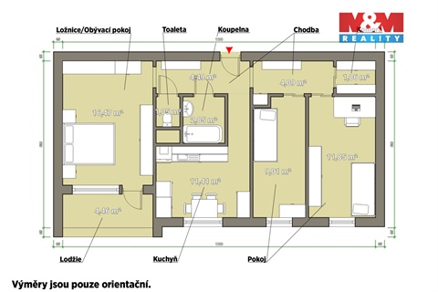 Prodej bytu 3+1, 63 m² - 2