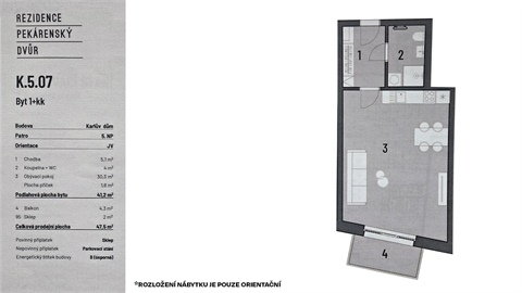 Pronájem bytu 1kk, 41 m² - 10