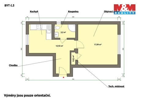 Pronájem bytu 1+1, 34 m² - 2