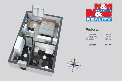 Prodej bytu 1kk, 28 m² 2