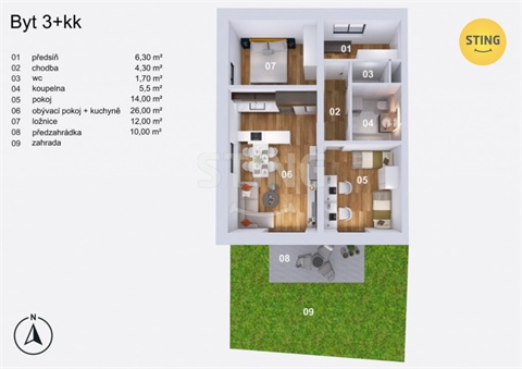 Prodej bytu 3kk, 70 m² 6