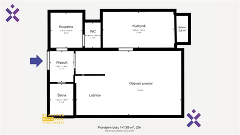 Pronájem bytu 1+1, 39 m² - 8