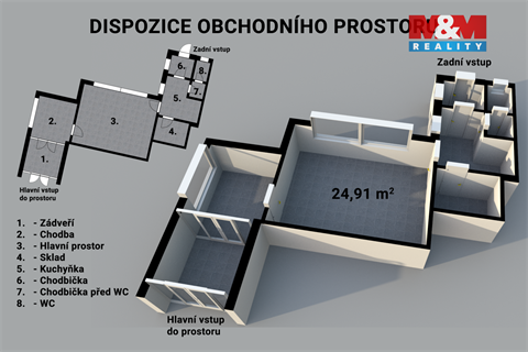 Pronájem obchodních prostor, 55 m² 2