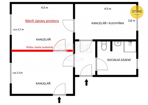 Pronájem kanceláře, 54 m² - 4