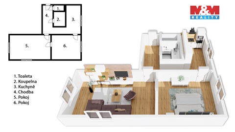 Prodej bytu 2+1, 53 m² - 0