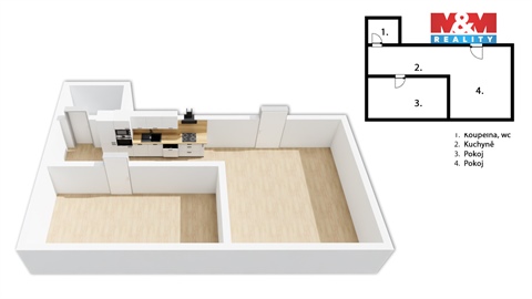 Pronájem bytu 2kk, 50 m² 2