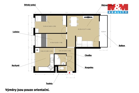 Prodej bytu 3+1, 63 m² 2