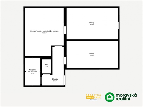 Pronájem bytu 3kk, 65 m² - 2