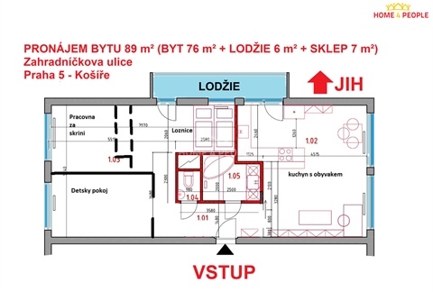 Pronájem bytu 3+1, 89 m² - 0