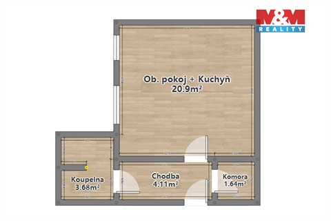 Pronájem bytu 1kk, 33 m² - 6