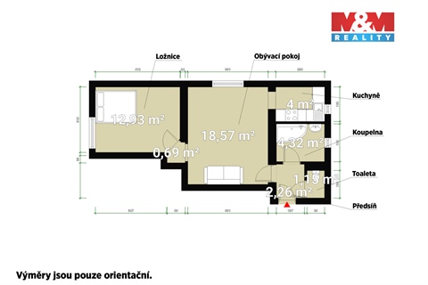 Pronájem bytu 2kk, 43 m² - 2