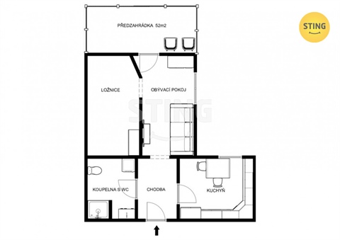 Pronájem bytu 1+1, 43 m² - 2