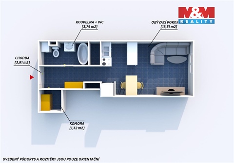 Pronájem bytu 1kk, 27 m² - 18