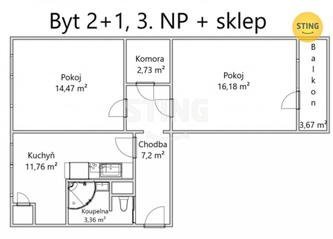 Prodej bytu 2+1, 56 m² 4