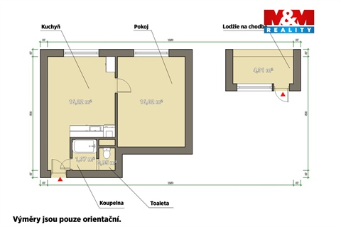 Pronájem bytu 1+1, 35 m² 2