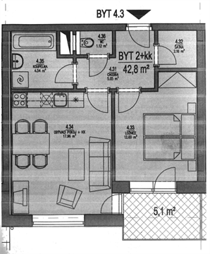 Pronájem bytu 2kk, 43 m² - 14