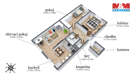 Prodej bytu 3+1, 62 m² 2