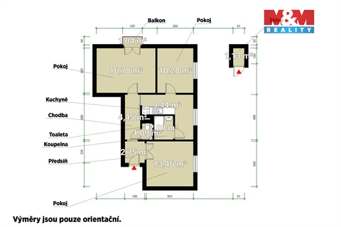 Pronájem bytu 3+1, 61 m² - 0