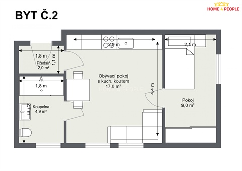 Pronájem bytu 2kk, 33 m² - 6