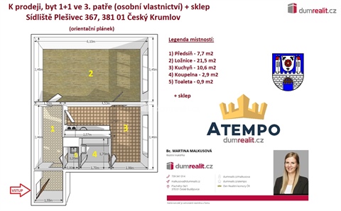 Prodej bytu 1+1, 43 m² - 0
