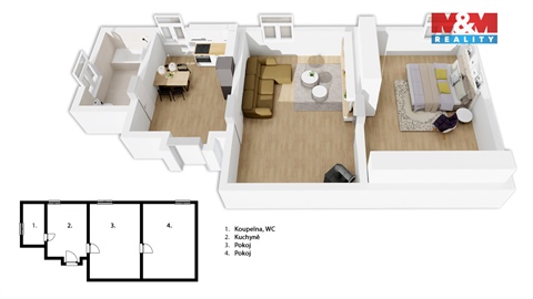 Prodej bytu 2+1, 61 m² 2