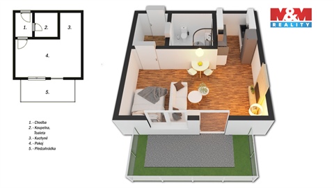 Pronájem bytu 1kk, 38 m² - 6