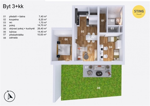 Prodej bytu 3kk, 71 m² - 0
