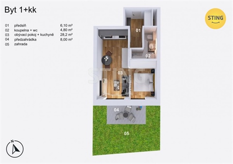 Prodej bytu 1kk, 39 m² 6