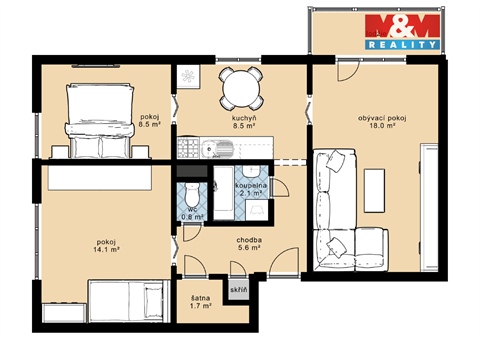 Pronájem bytu 3+1, 68 m² 12