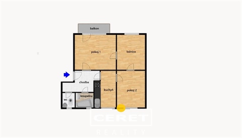 Pronájem bytu 3+1, 70 m² 0