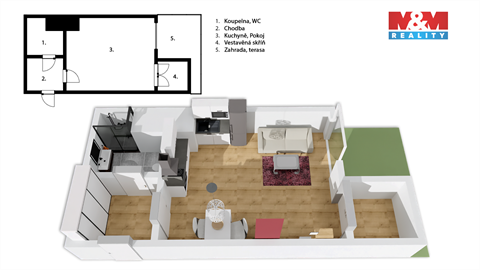 Pronájem bytu 1kk, 32 m² - 14