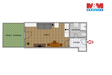 Pronájem bytu 1kk, 29 m² - 6