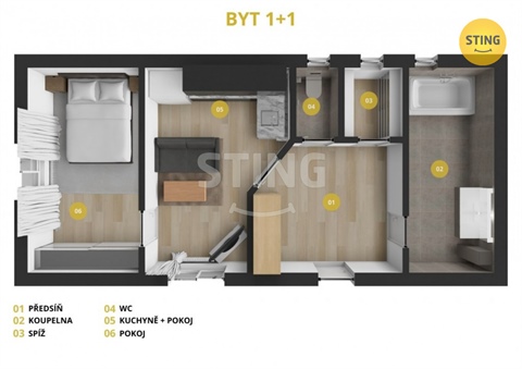 Pronájem bytu 1+1, 40 m² - 0