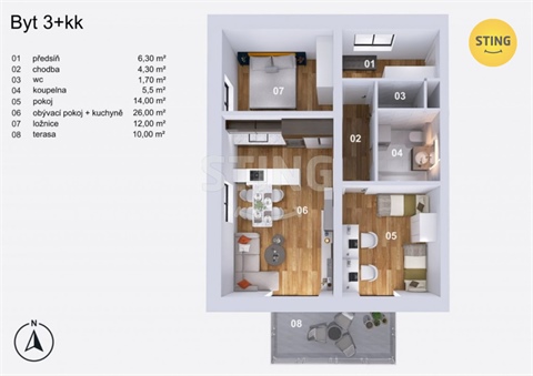 Prodej bytu 3kk, 70 m² 6