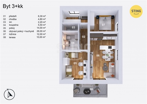 Prodej bytu 3kk, 70 m² - 2
